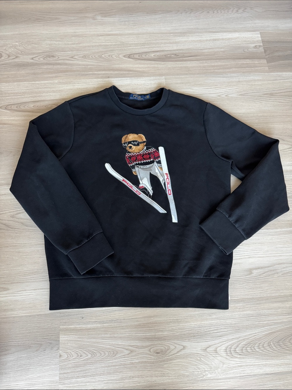 Vintage Polo Ralph Lauren Black Ski Polo Bear Crewneck Sweatshirt M